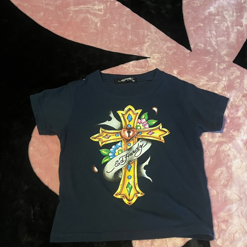 Ed Hardy XS Navy Blue Graphic Babytee